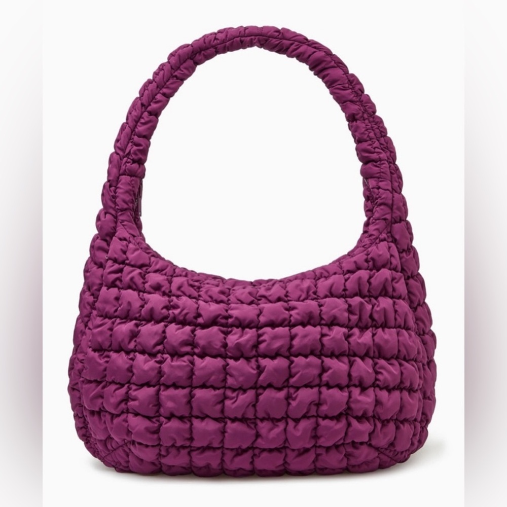 COS Oversized Quilted Crossbody Bag Handbag 100% Recycled Polyester Purple
